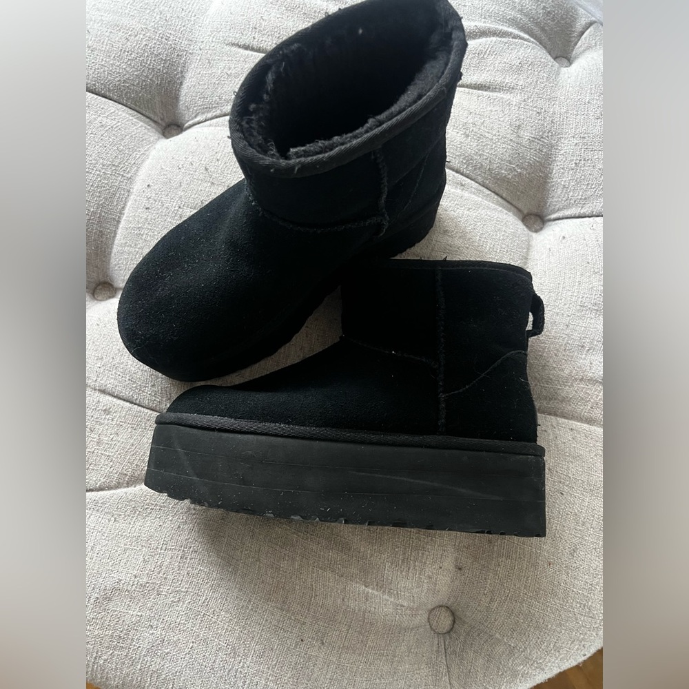 UGG Black Suede Boots mini platform